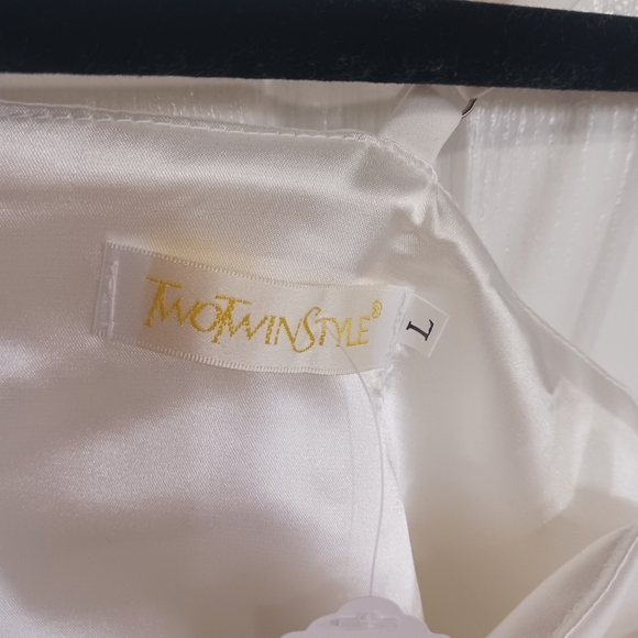 TWO TWIN STYLE White Satin BOW CROP TOP SIZE large croquet fairy party event - Picture 6 of 7